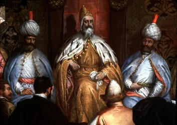 Marino Grimani (1532-1605) receiving the Persian ambassador